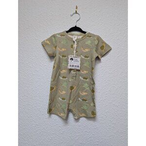 Kate Quinn Organic Cotton Snails Shortie 6-12 Slugs Baby Romper